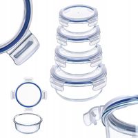 4x KADAX Zestaw Pojemników Na Żywność Szklane Pokrywką Box Okrągłe