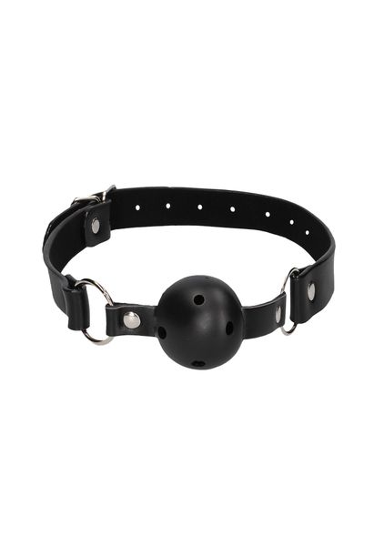Breathable Ball Gag - With Bonded Leather Straps zdjęcie 3
