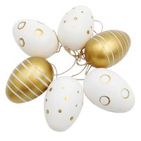 JAJKA WIELKANOCNE ZAWIESZKI JAJKO DO ZAWIESZENIA BIAŁE ZŁOTE PISANKI 6szt