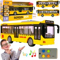 AUTOBUS SZKOLNY Z NAPEDEM ŻÓŁTY OTWIERANE DRZWI DŹWIĘKI ŚWIATŁA BATERIE