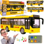 AUTOBUS SZKOLNY Z NAPEDEM ŻÓŁTY OTWIERANE DRZWI DŹWIĘKI ŚWIATŁA BATERIE