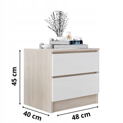 Stolik Nocny Szafka Nocna MDF 45 x 48x 40 CM Zoe Dąb Sonoma Biały Mat na Arena.pl