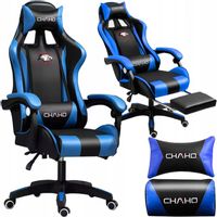 FOTEL BIUROWY GAMINGOWY KRZESŁO OBROTOWE DO BIURKA EKO SKÓRA Z PODNÓŻKIEM