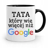 Kubek Czarny Dzień Ojca Tata Wie Więcej Niż Google Z Nadrukiem Ze Zdjęciem