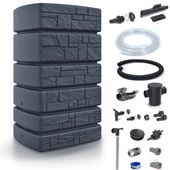 Zbiornik TOWER STONE IDTST500 + przyłącza | Antracyt, Pojemność: 500 l, Wymiary 58.3x77.5x130 cm, Kolor Antracyt, Waterform, Prosperplast