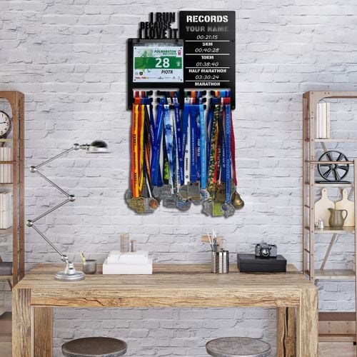 Wieszak na medale i numery startowe REKORDY BIEGOWE RUN twoje imię 27.1 na Arena.pl