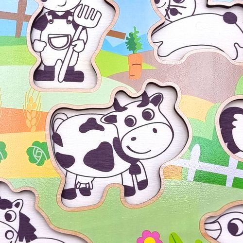 DLA DZIECI  DREWNIANE PUZZLE  Z PINEZKAMI DO DOPASOWANIA na Arena.pl