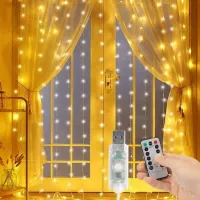 KURTYNA ŚWIETLNA LAMPKI GIRLANDA OKIENNA DRUCIKI 300 LED 3x3m USB + PILOT