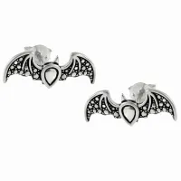 Delikatne oksydowane srebrne kolczyki nietoperze gacek srebro 925