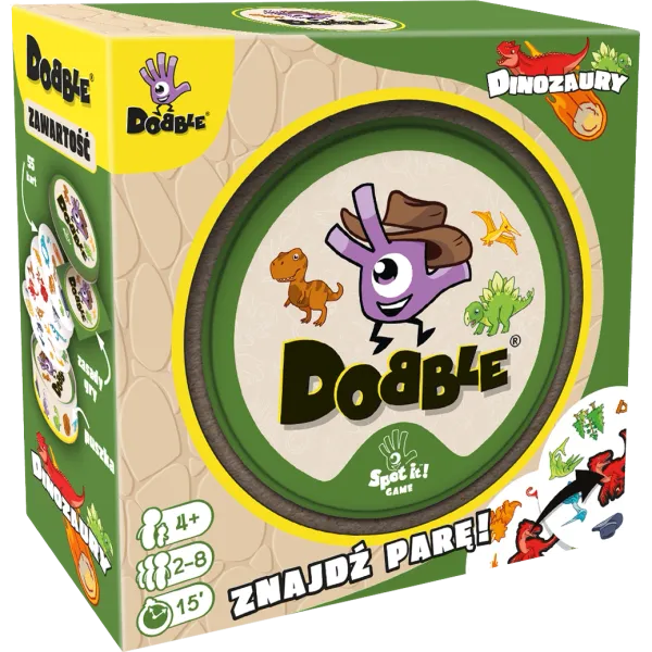 Prosta gra dla dzieci na spostrzegawczość - Dobble Dinozaury - Znajdź parę zdjęcie 1