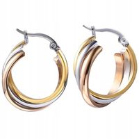 Kolczyki srebrne koła kółka pozłacane stal chirurgiczna szlachetna 316L