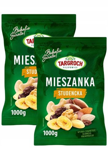 2x Mieszanka studencka mix orzechów bakali owoców suszonych 1kg Targroch na Arena.pl