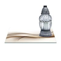 SZKLANA PODSTAWKA POD ZNICZE Z DEDYKACJĄ 30x20cm Miedź 139a