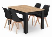 Zestaw do jadalni 120x80 dąb artisan czarne nogi + 4 krzesła czarne