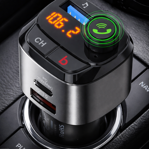 Transmiter Samochodowy FM Ładowarka 36W QC 3.0 Typ C Bluetooth na Arena.pl