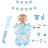 Dekoracje Baby Shower chłopca balony konfetti baner rekwizyty do zdjęć