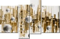 130CM 85 OBRAZ 4 ELEM MIASTO ZE SNU SEPII ŚCIENNY