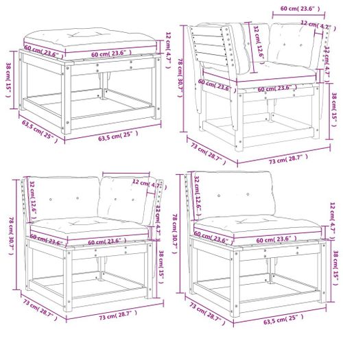 Emaga 8-cz. zestaw mebli ogrodowych z poduszkami, woskowy brąz, sosna na Arena.pl