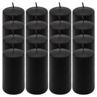 Zestaw świec filarowych, 10 cm, Ø 5 cm, czarne, 16 szt.