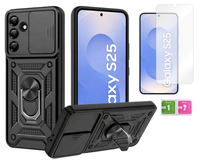 Etui pancerne do SAMSUNG GALAXY S25 Slide Ring czarny case obudowa + szkło