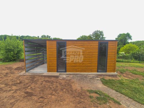 Schowek - Domek Ogrodowy 4x2m + wiata 1,5m drzwi 2x okno GP614 na Arena.pl