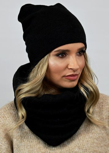 POLSKI Komplet CZAPKA + KOMIN Tunel Szal - CZARNY komplet damski na na Arena.pl