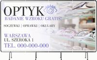 BANER REKLAMOWY oczkowany 100x50cm projekt w cenie OPTYK BADANIE WZROKU