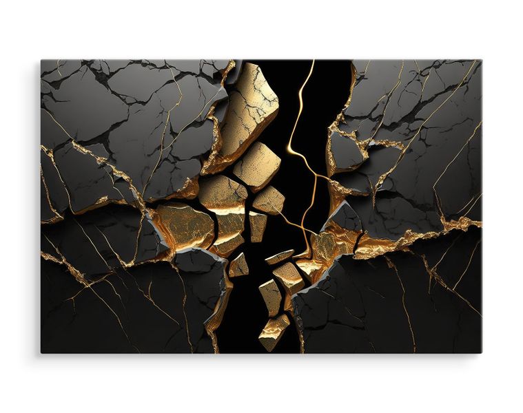 Obraz Canvas Do Jadalni Czarny MARMUR Abstrakcja Efekt 3D 100cm x 70cm zdjęcie 3