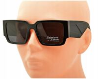 OKULARY DAMSKIE czarne POLARYZACYJNE PRZECIWSŁONECZNE UV Szeroki Zausznik