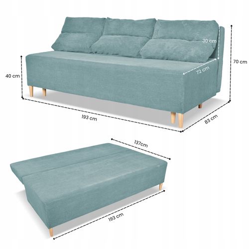 Zestaw KIMO funkcja spania sofa fotele Family Meble turkusowy Anafi sztruks na Arena.pl