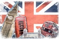 FOTOTAPETA WIELKA BRYTANIA LONDYN BIG BEN FLAGA