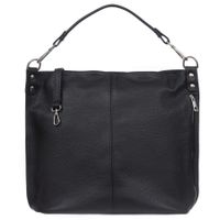 VERA PELLE torebka damska skórzana worek z paskiem na ramię V388 czarna