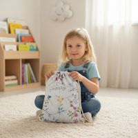 Plecak Worek Bawełniany dla dzieci 35x45 - Kolorowe Kwiaty i Liście