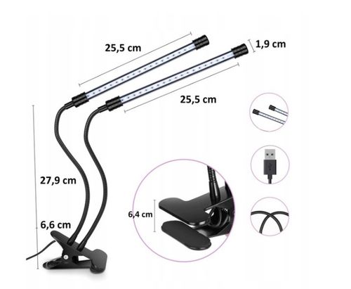 Lampa LED do wzrostu uprawy roślin timer USB klips na Arena.pl