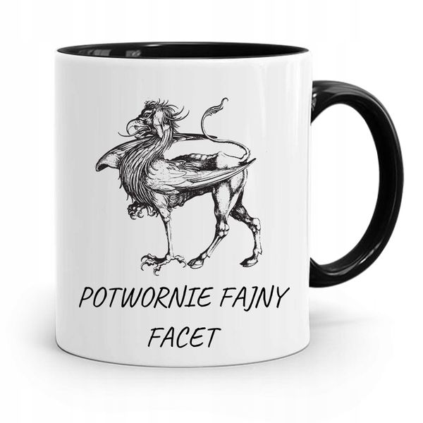 Kubek Czarny Dla Chłopaka Potwornie Fajny Facet Z Nadrukiem Ze Zdjęciem zdjęcie 1