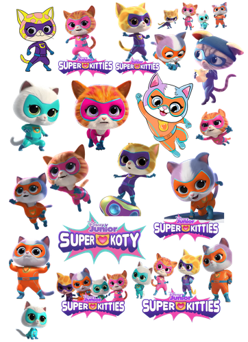 Duży Zestaw Mega Tatuaży zmywalnych - Super Kotki na Arena.pl