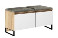 szafka na buty z siedziskiem MEGAN 2P DĄB ZŁOTY+BIAŁY/SZARE 100 cm