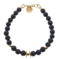 Bransoletka - Turmalin czarny i srebro złocone 20 cm