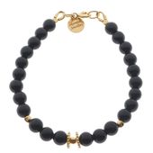 Bransoletka - Turmalin czarny i srebro złocone 18,5 cm
