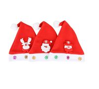 Zestaw 3 Czapek Mikołaja Świąteczne Czerwone z Haftem 24x34 cm Uniwersalne