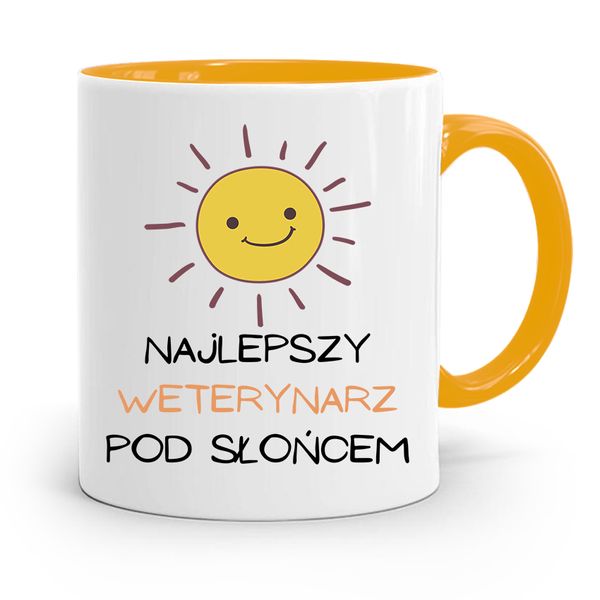 Kubek Żółty Weterynarza Najlepszy Pod Słoćem Z Nadrukiem Ze Zdjęciem zdjęcie 1