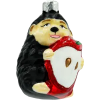 Bombka choinkowa szklana: Jeżyk z jabłkiem: czarny