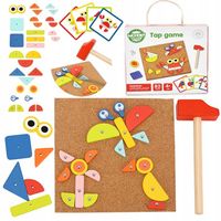 PRZYBIJANKA KORKOWA WBIJANKA DREWNIANA MONTESSORI UKŁADANKA MŁOTEK WOOPIE