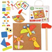 PRZYBIJANKA KORKOWA WBIJANKA DREWNIANA MONTESSORI UKŁADANKA MŁOTEK WOOPIE