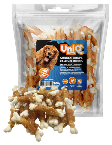UNIQ PETS Przysmak dla psa kurczak wapniowe kostki - przekąska 500g na Arena.pl
