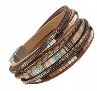 ETNICZNA SKÓRZANA BRANSOLETKA DAMSKA RZEMYKI