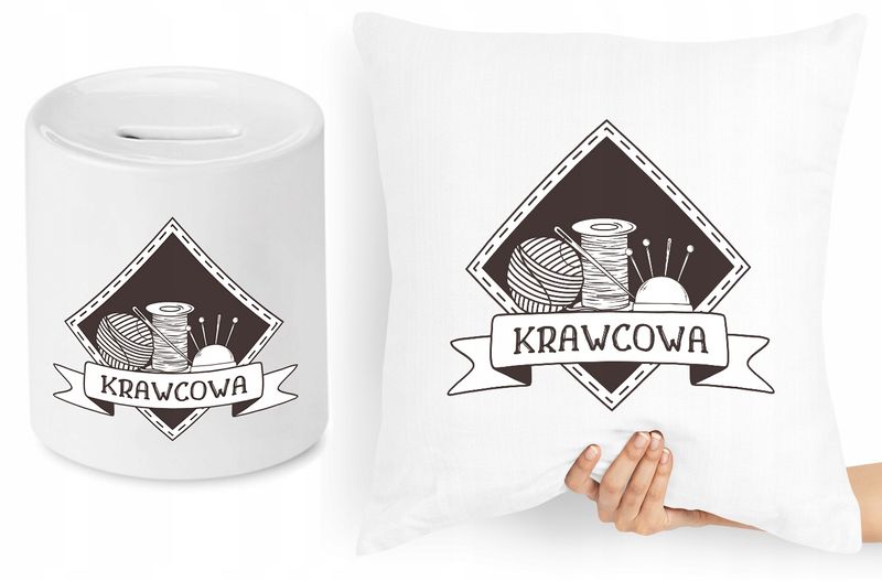 Dla Krawca Krawcowej Zestaw Poduszka + Skarbonka Z Nadrukiem Ze Zdjęciem zdjęcie 1