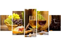 70CM 150CM ZEGAR 5 ELEM BIAŁE CZERWONE DRUK OBRAZ