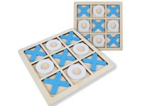 Gra planszowa kółko i krzyżyk drewniana prezent biało-niebieska