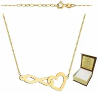 ZŁOTY ŁAŃCUSZEK NASZYJNIK 585 NIESKOŃCZONOŚĆ SERCE CELEBRYTKA GRAWER